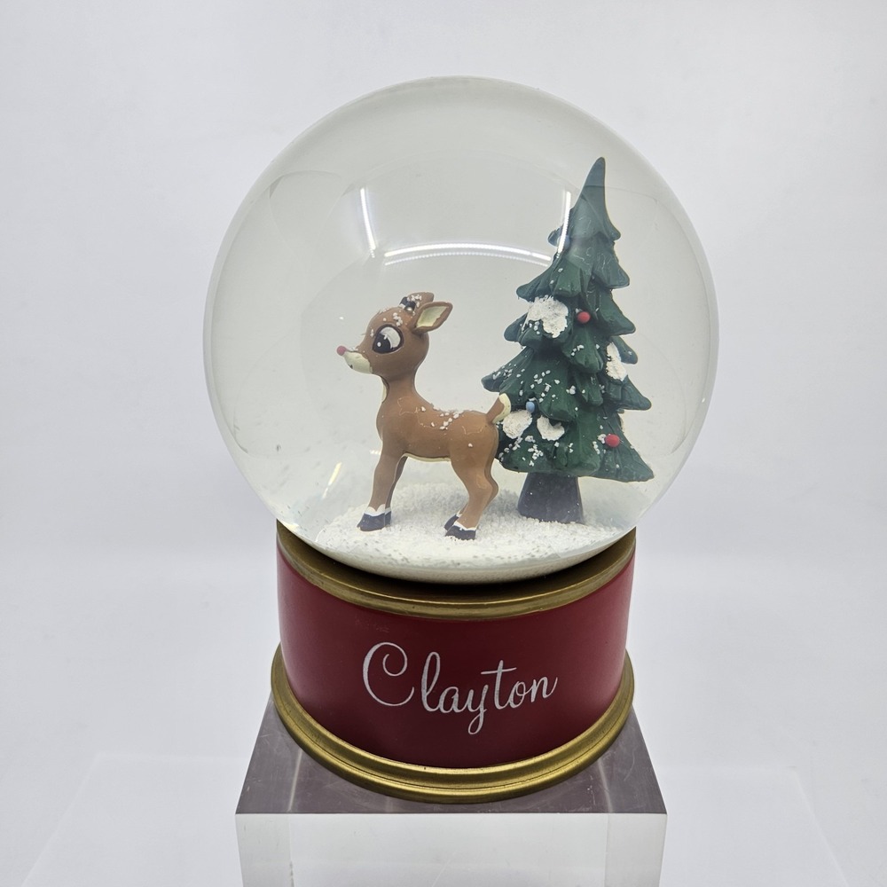 Rudolph the Red-Nosed Reindeer Snow Globe Monogrammed Clayton Pottery Barn Kids